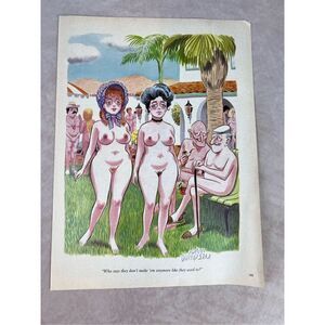 1980s Sexy Adult Cartoon Nude Vintage Print Ad Poster Pinup Art Magazine Page